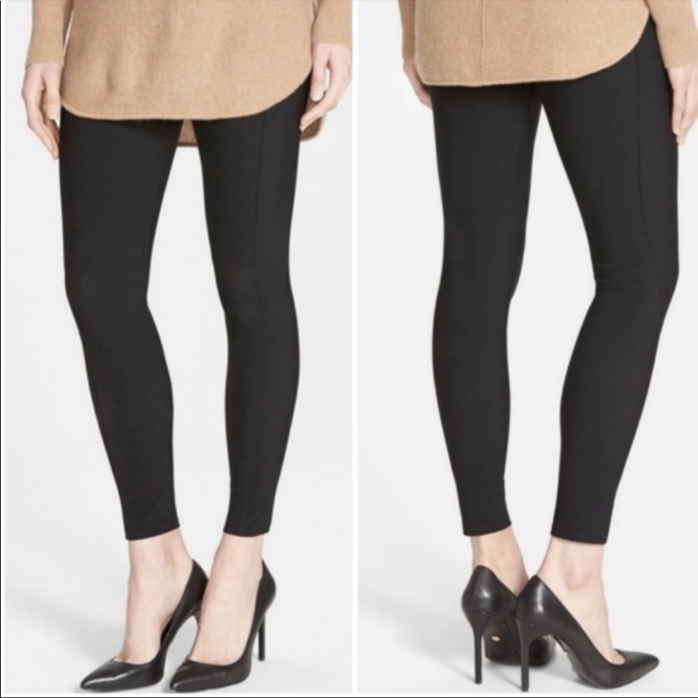 SPANX Micro Rib Knit Control Top Skimmer Leggings in Black SZ S VGUC